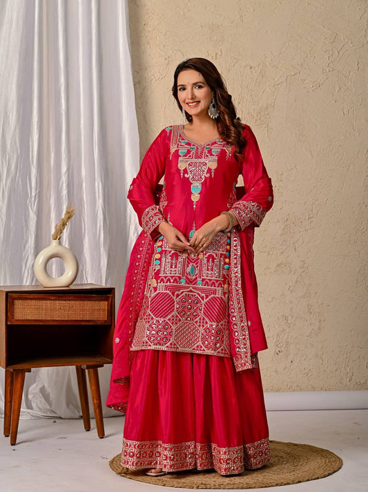 Rang-e-Gulab Festive Embroidered Gharara Ensemble
