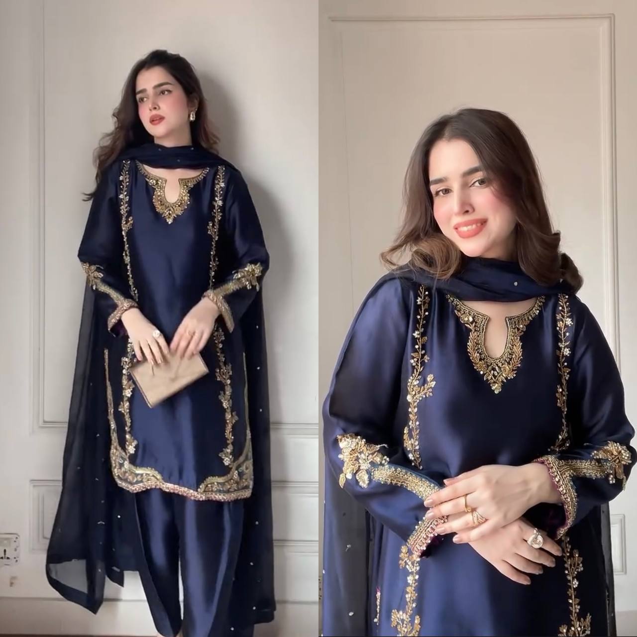 Midnight Noor Embroidered Elegance Silk Salwar Suit Set