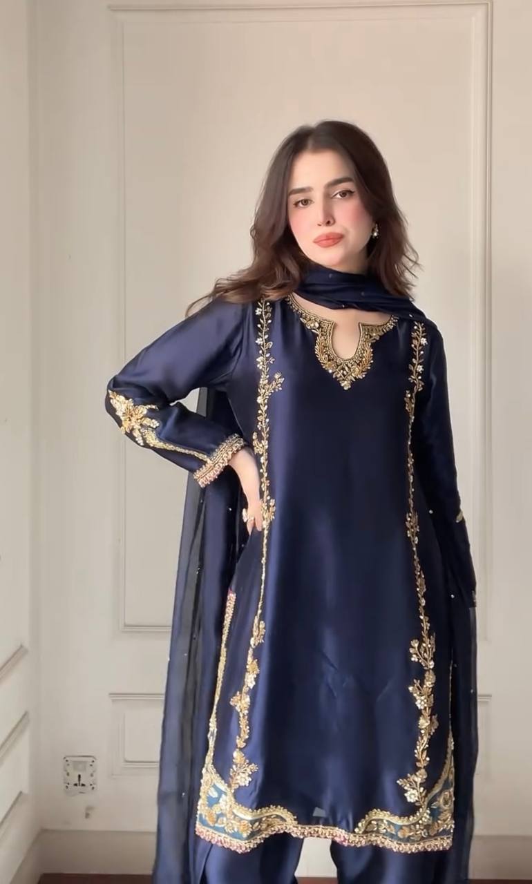 Midnight Noor Embroidered Elegance Silk Salwar Suit Set