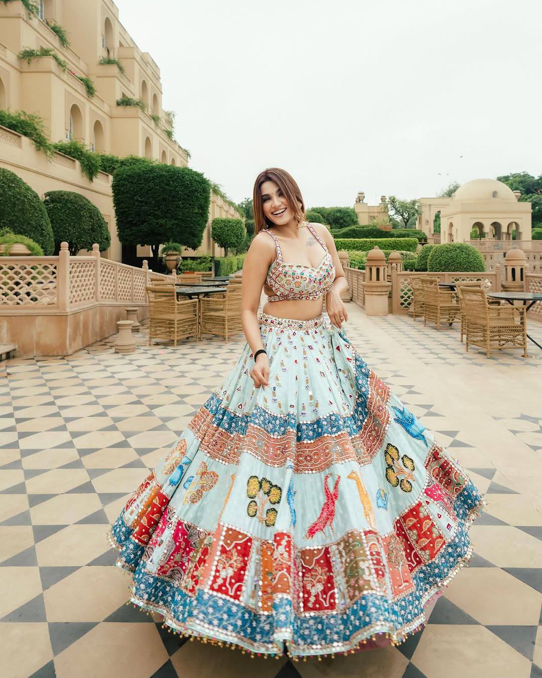 Rangila Raas Multicolour Mirror Work Lehenga Set