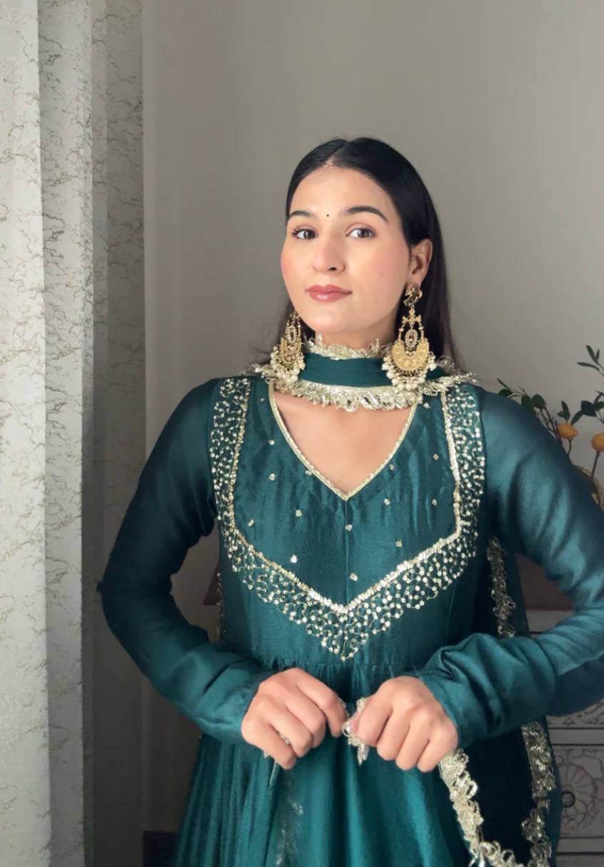 Royal Morpankhi Anarkali Dress with Dupatta Set