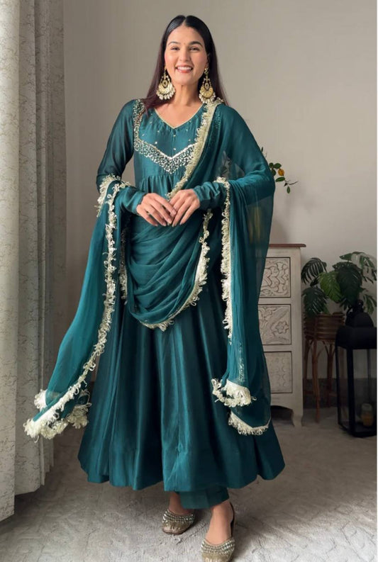 Royal Morpankhi Anarkali Dress with Dupatta Set