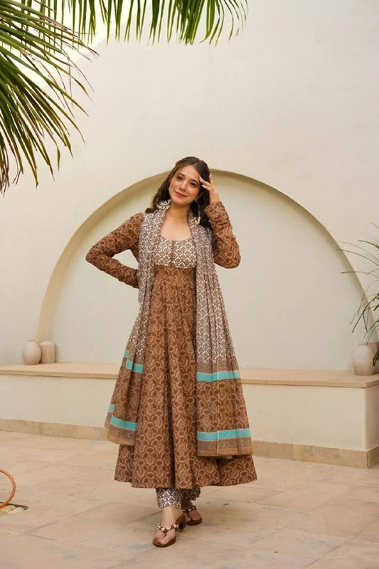 Khushi Brown cotton suit set