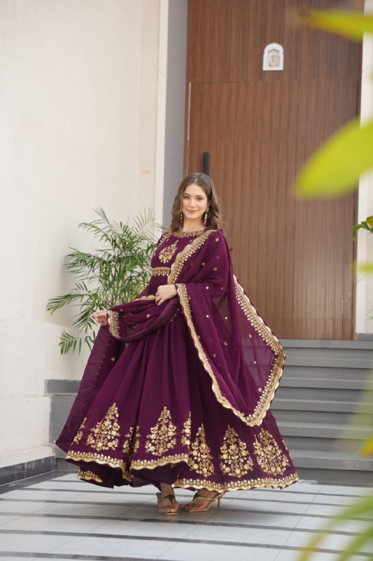 Zynara Floral Faux Blooming Georgette Anarkali