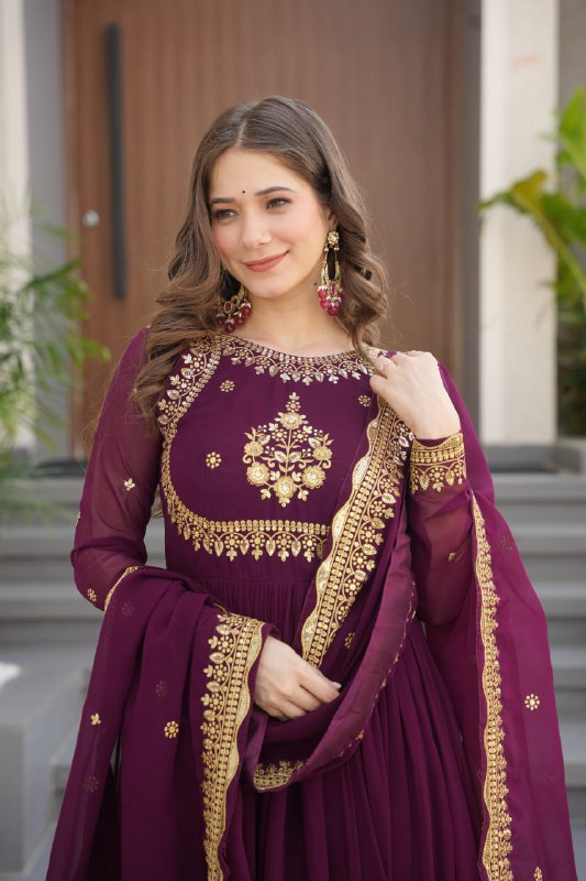 Zynara Floral Faux Blooming Georgette Anarkali