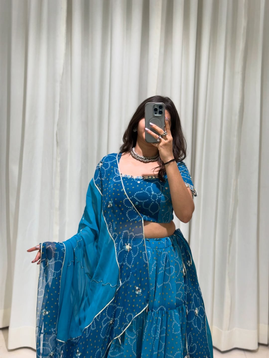 Ocean Bloom Shaded Bandhani Navratri Special Lehenga Choli