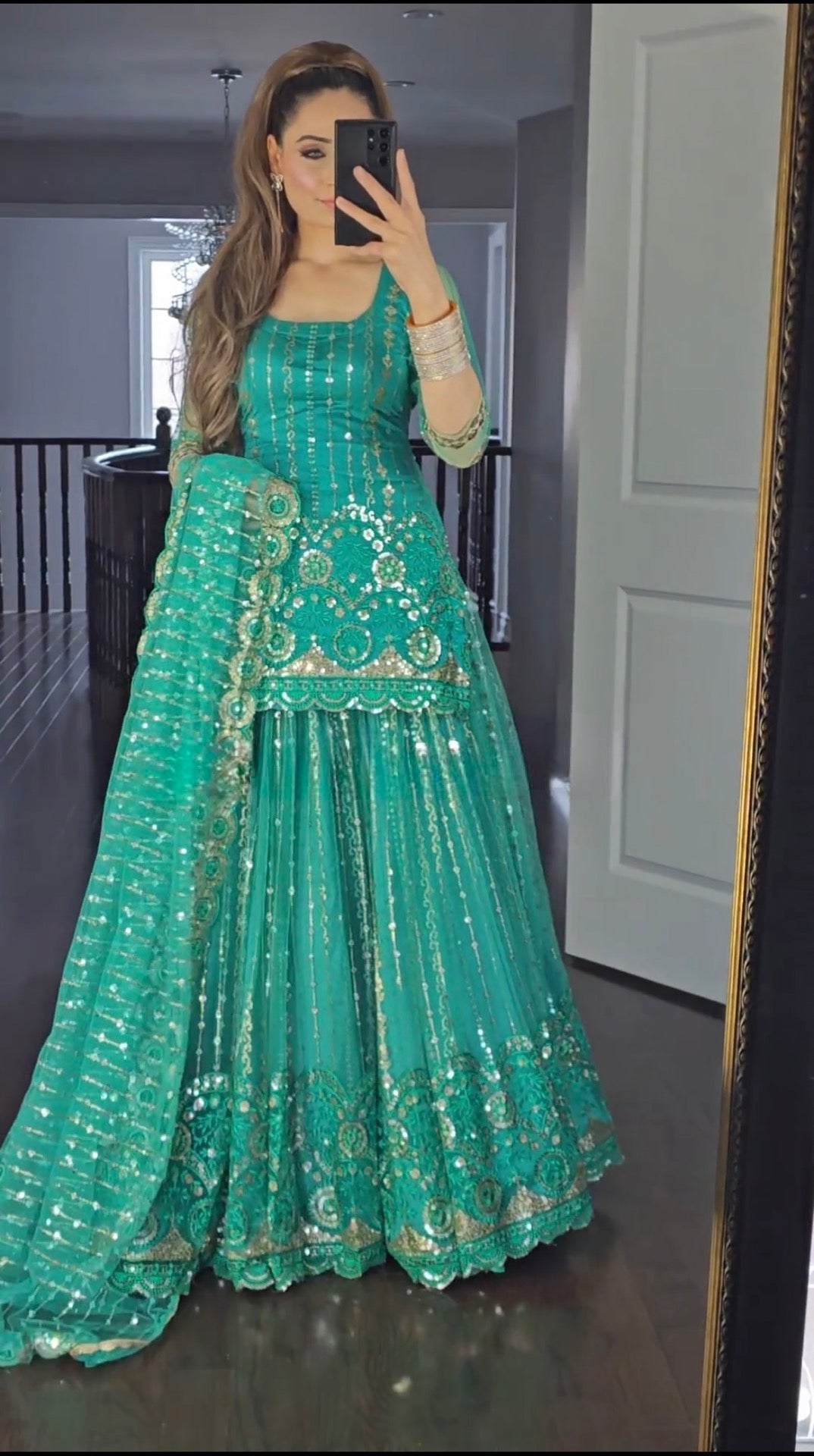 New Designer Party Wear Look Top , Sharara PUC-zzo And Dupatta ( UC-392 )