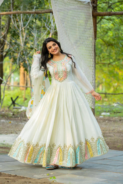 Eternal Elegance Beautiful The Art of Gowns and Dupattas in Perfect Harmony