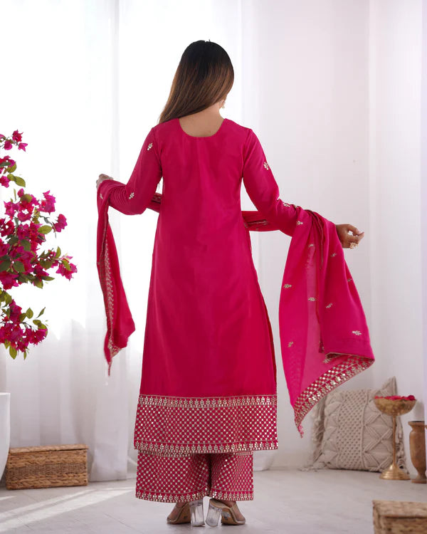 Vritika Beautiful Pure Chinon Silk Fabric Kurta Set
