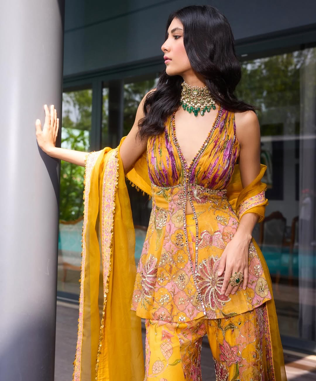 Meher Sequined Halter Neck Sharara Set