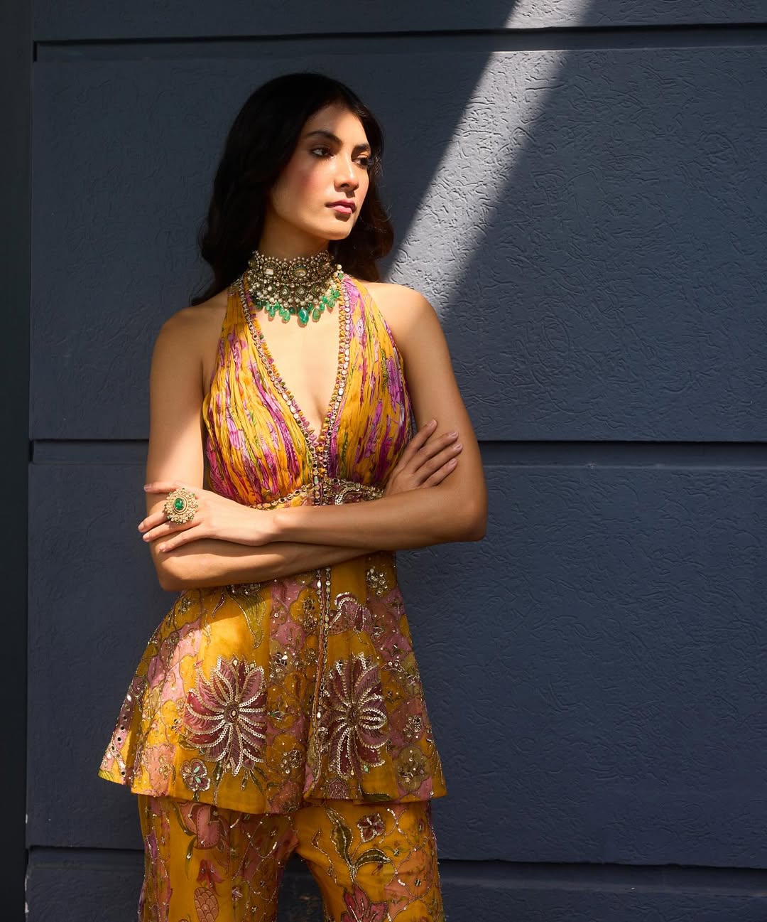 Meher Sequined Halter Neck Sharara Set