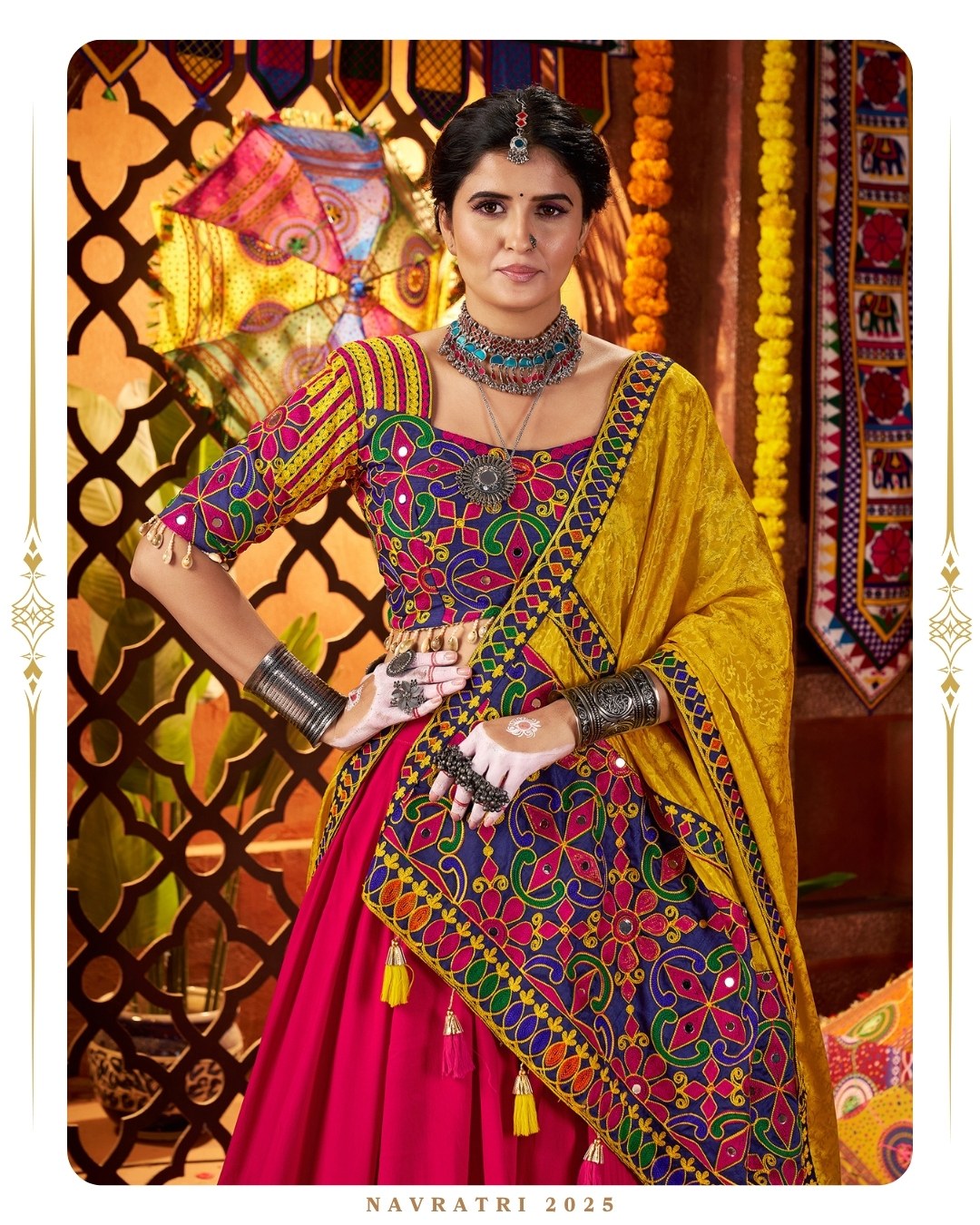 Garba Glow Mirror & Threadwork Navratri Lehenga Choli