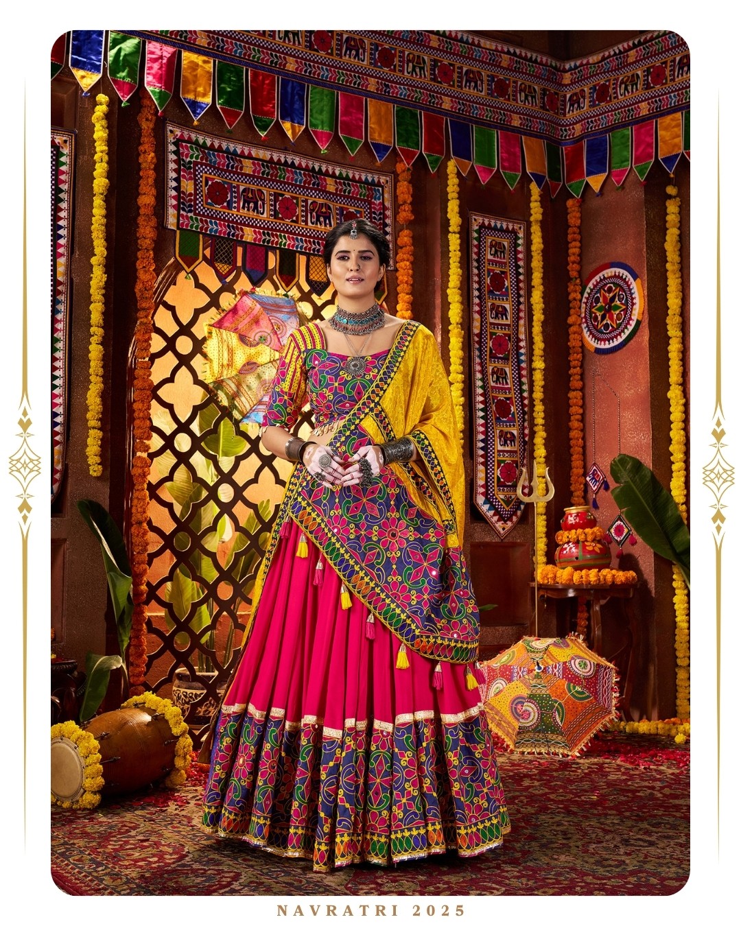 Garba Glow Mirror & Threadwork Navratri Lehenga Choli
