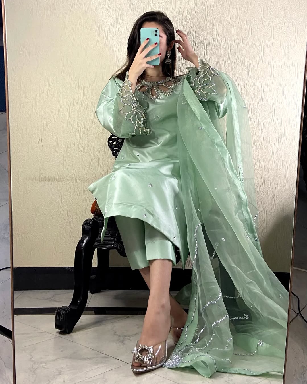 Zaya Mint A Luxe Silk Mint Green Silk Kurta Set