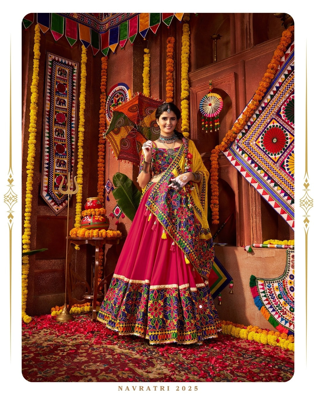 Garba Glow Mirror & Threadwork Navratri Lehenga Choli