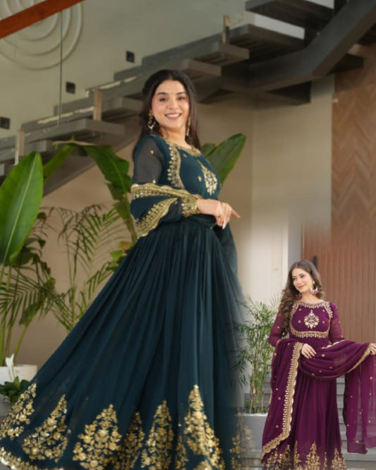 Zynara Floral Faux Blooming Georgette Anarkali