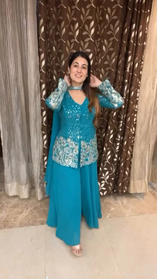 Shivanjali Embroidered Georgette Sharara Set