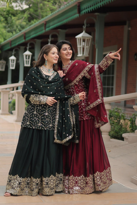 Tradition and Craftsmanship Designer Embroidered Kurti Plazoo set