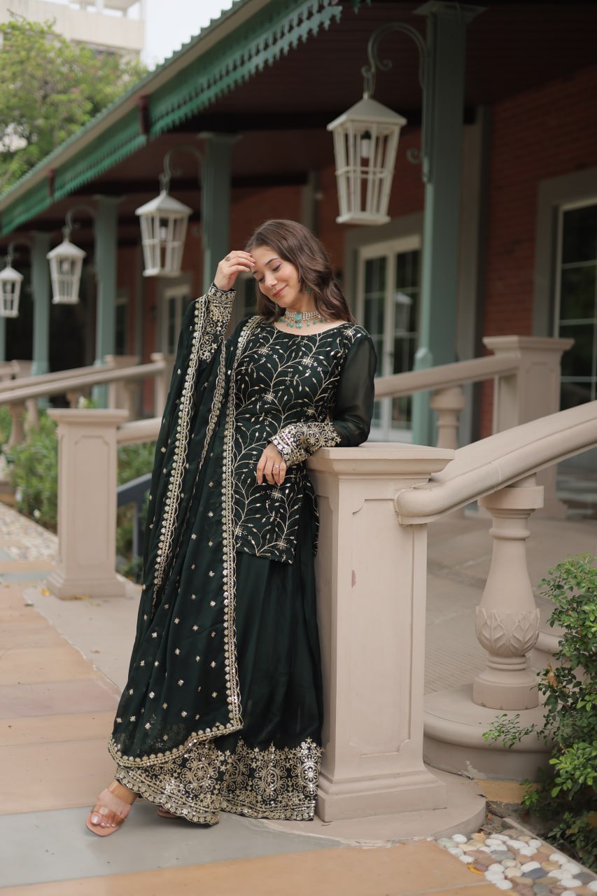Tradition and Craftsmanship Designer Embroidered Kurti Plazoo set