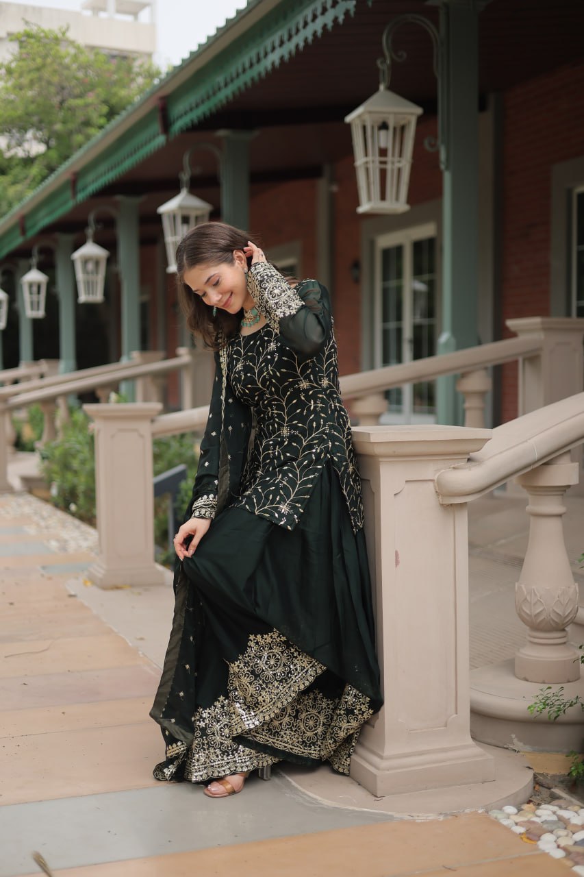 Tradition and Craftsmanship Designer Embroidered Kurti Plazoo set