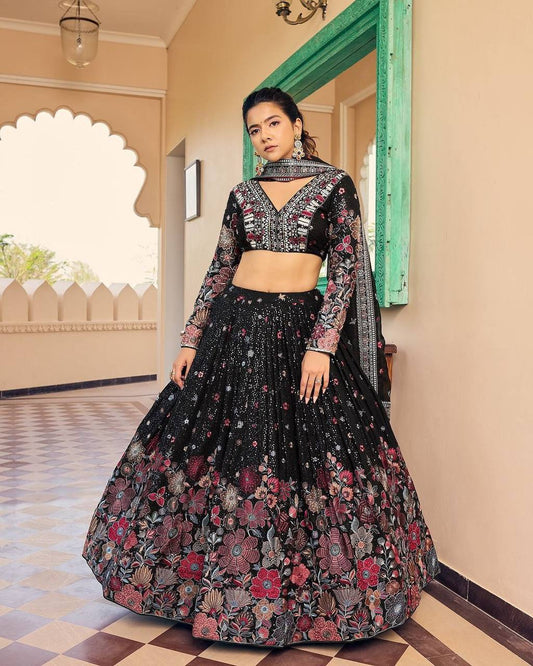 Black And White Colored Traditional Lehenga Choli