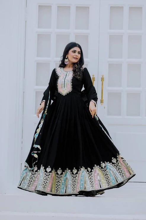 Eternal Elegance Beautiful The Art of Gowns and Dupattas in Perfect Harmony