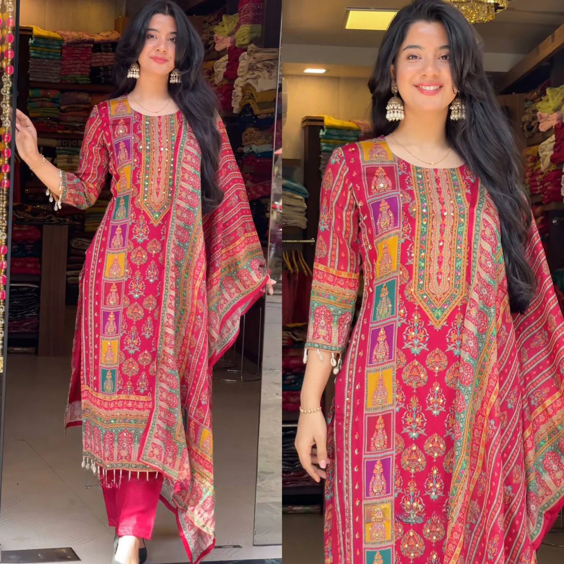 Rang-Riti Rajasthani Charm Cotton Suit Set with Mirror Work