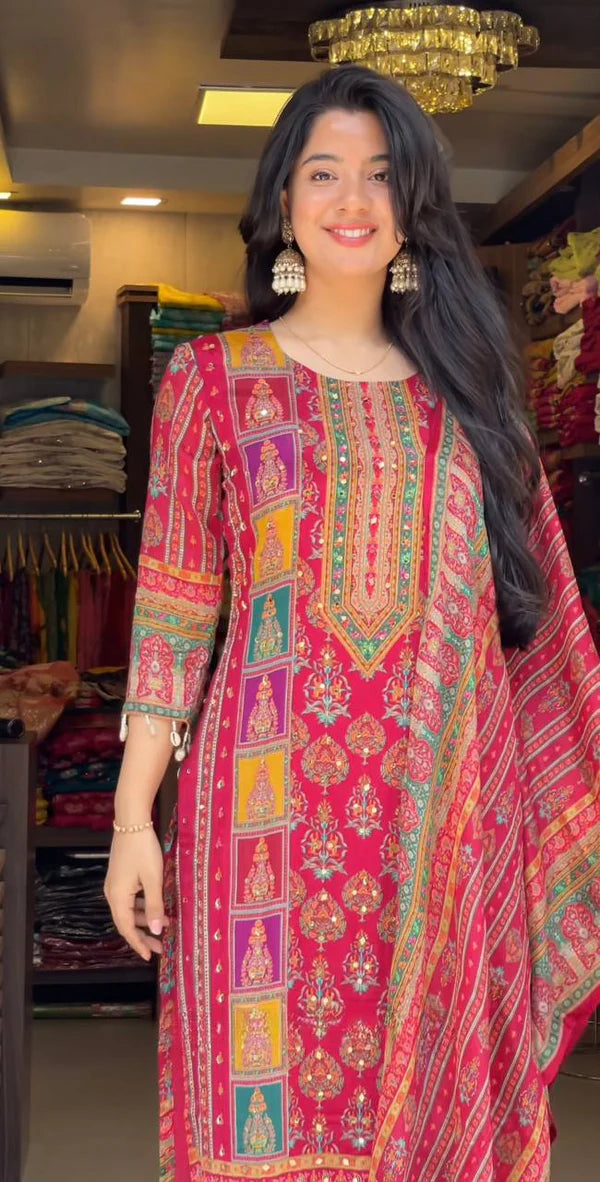 Rang-Riti Rajasthani Charm Cotton Suit Set with Mirror Work