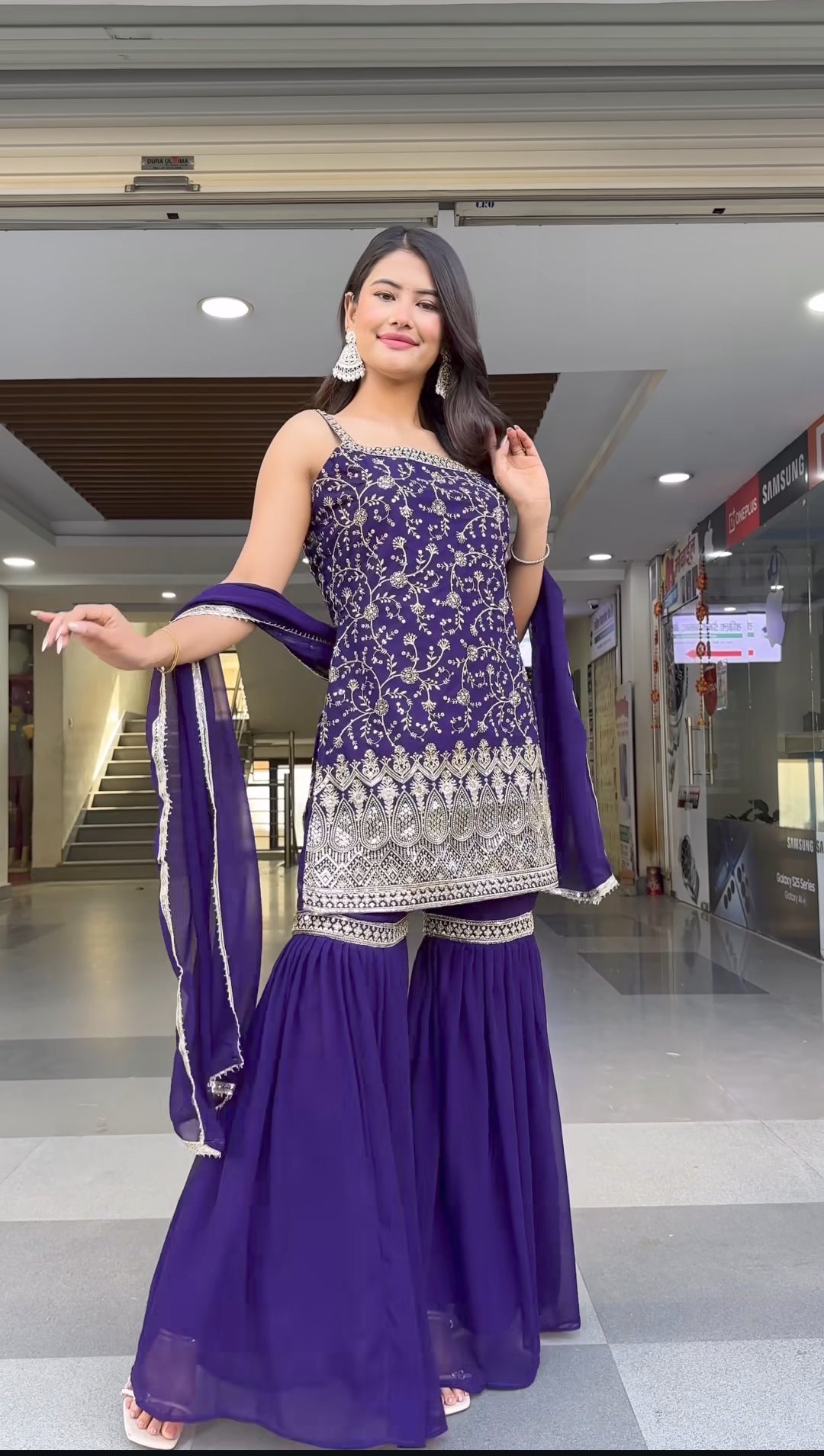 Mystic Blue Havy fox Georgette Sharara Set