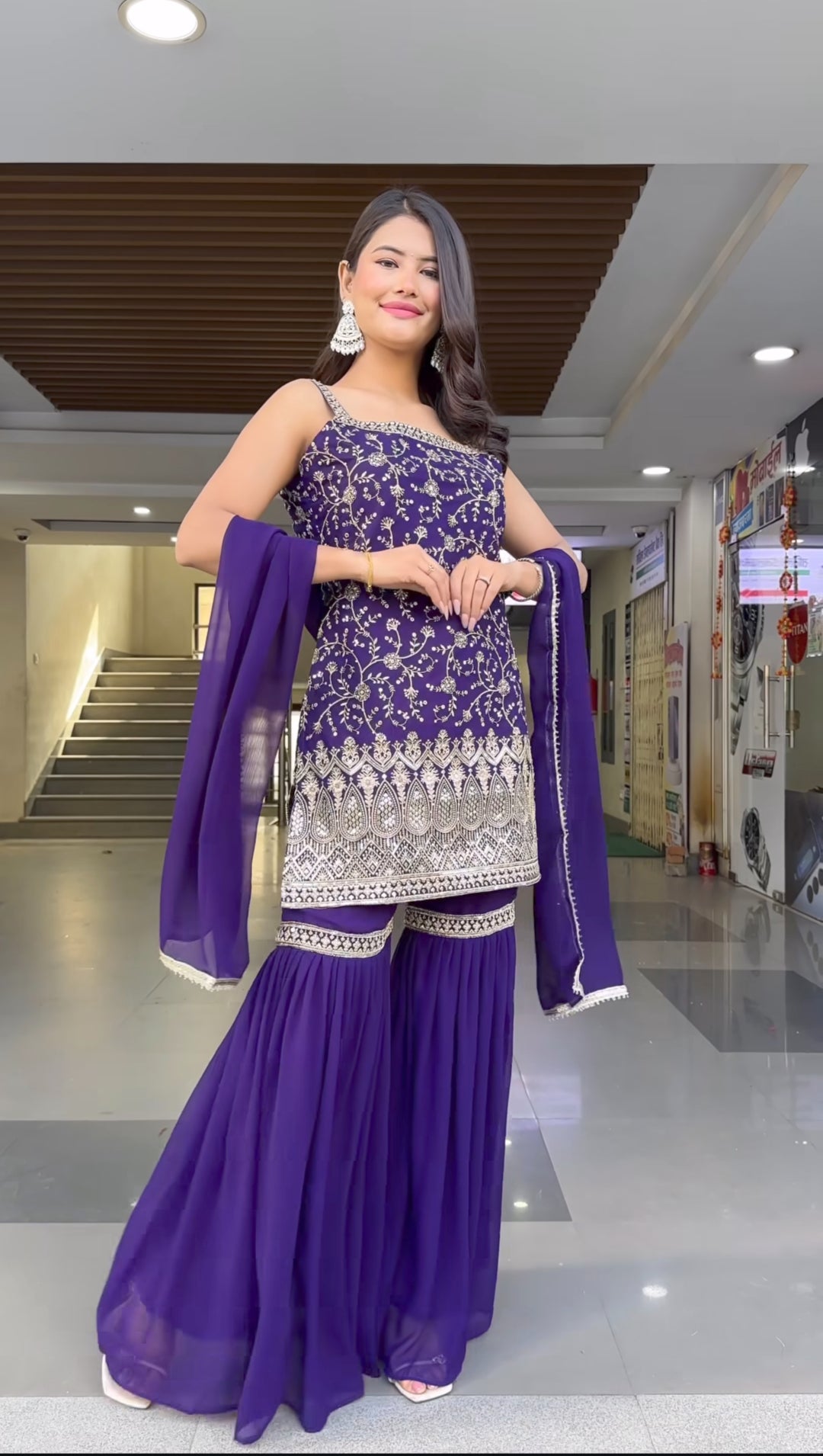 Mystic Blue Havy fox Georgette Sharara Set