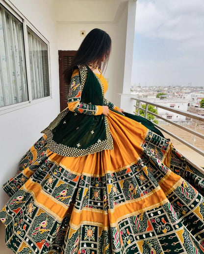 Morni Mustard Green Traditional Navratri Lehenga