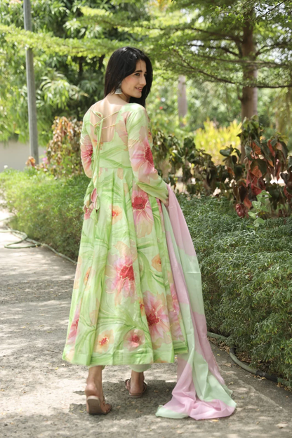 Breezy and Beautiful Pista Coloured Floral Prints for a Fresh Look TD-07