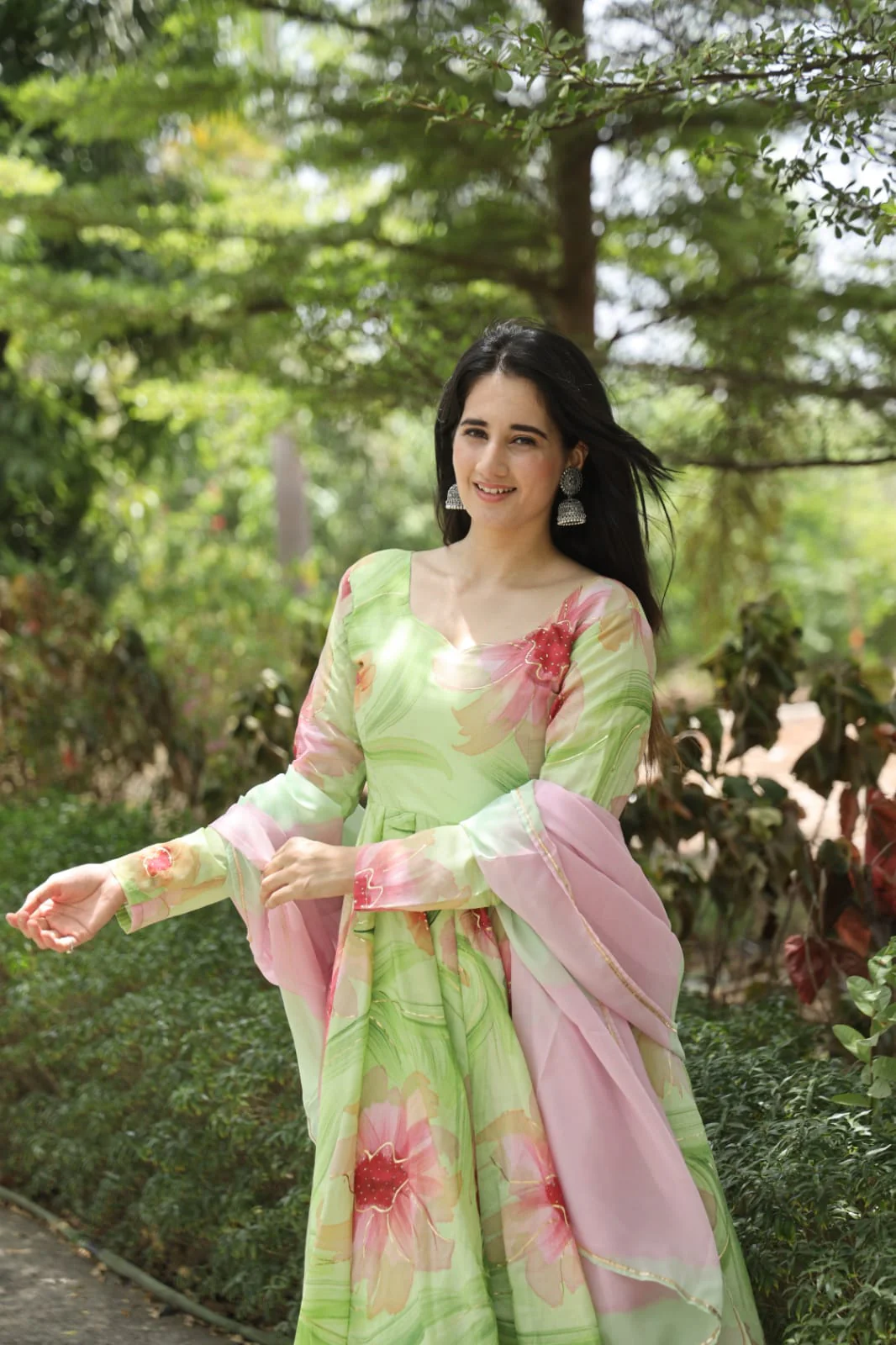 Breezy and Beautiful Pista Coloured Floral Prints for a Fresh Look TD-07