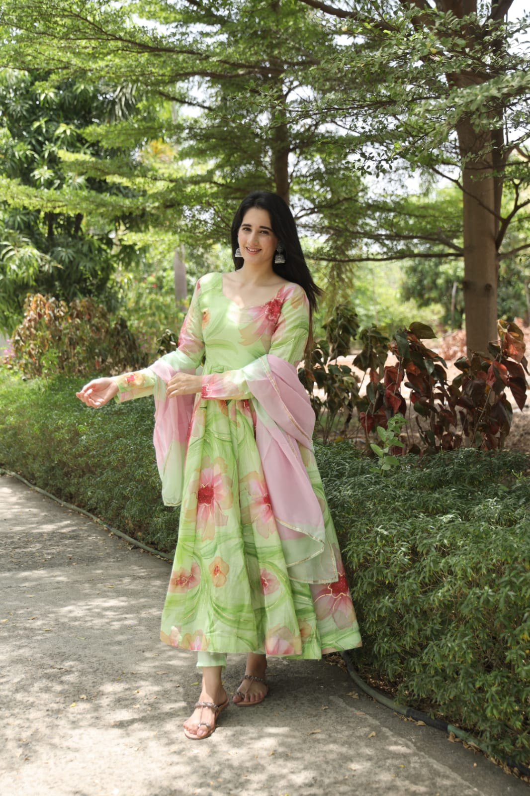 Breezy and Beautiful Pista Coloured Floral Prints for a Fresh Look TD-07