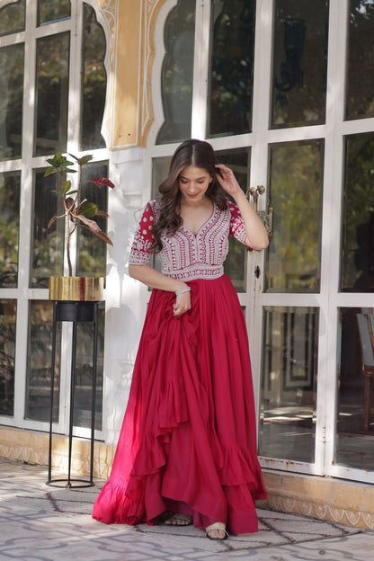 Aayesha  Lehenga With Readymade Slit Cut Long Kurti Set