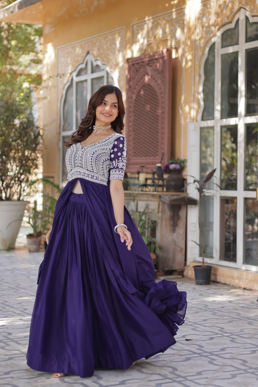 Aayesha  Lehenga With Readymade Slit Cut Long Kurti Set