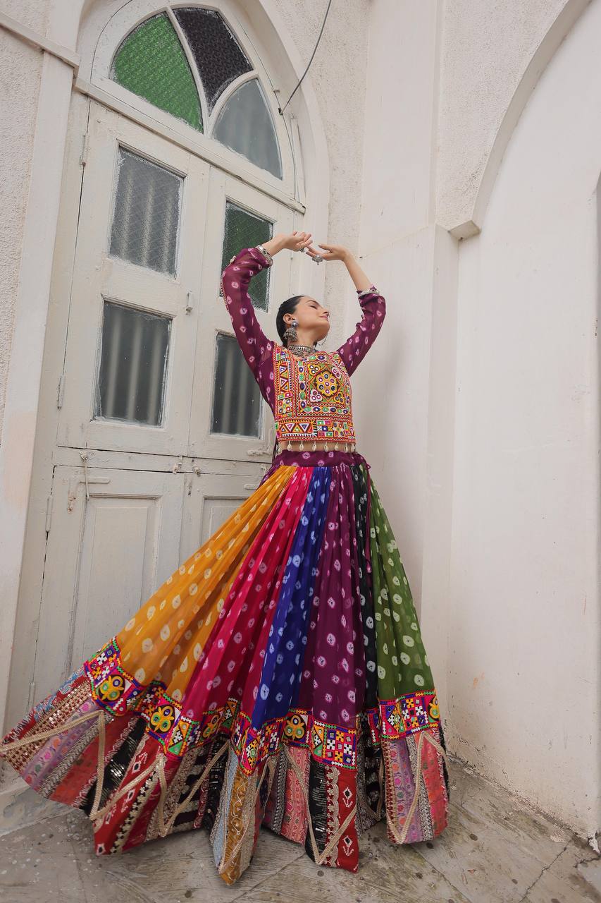 Raangreeza Multicolor Bandhani Lehenga Choli
