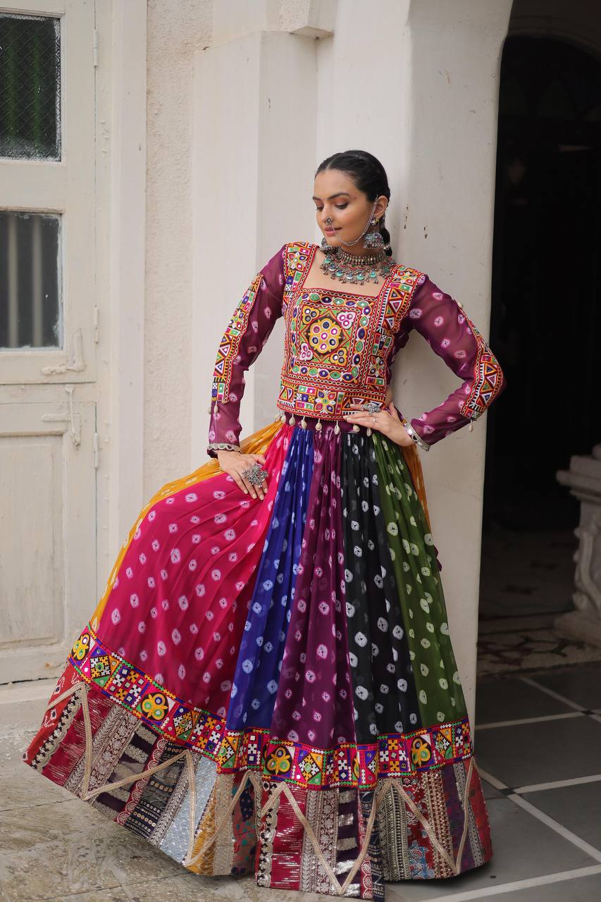 Raangreeza Multicolor Bandhani Lehenga Choli