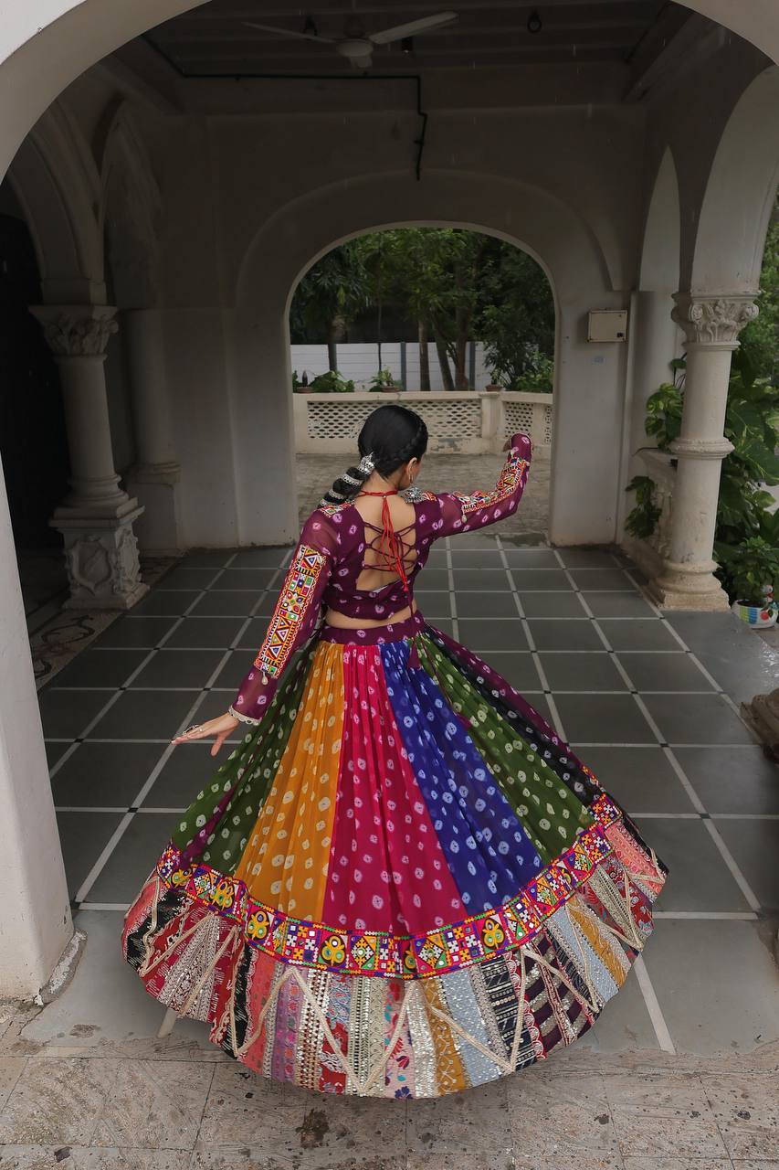 Raangreeza Multicolor Bandhani Lehenga Choli
