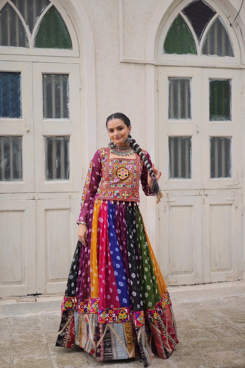 Raangreeza Multicolor Bandhani Lehenga Choli