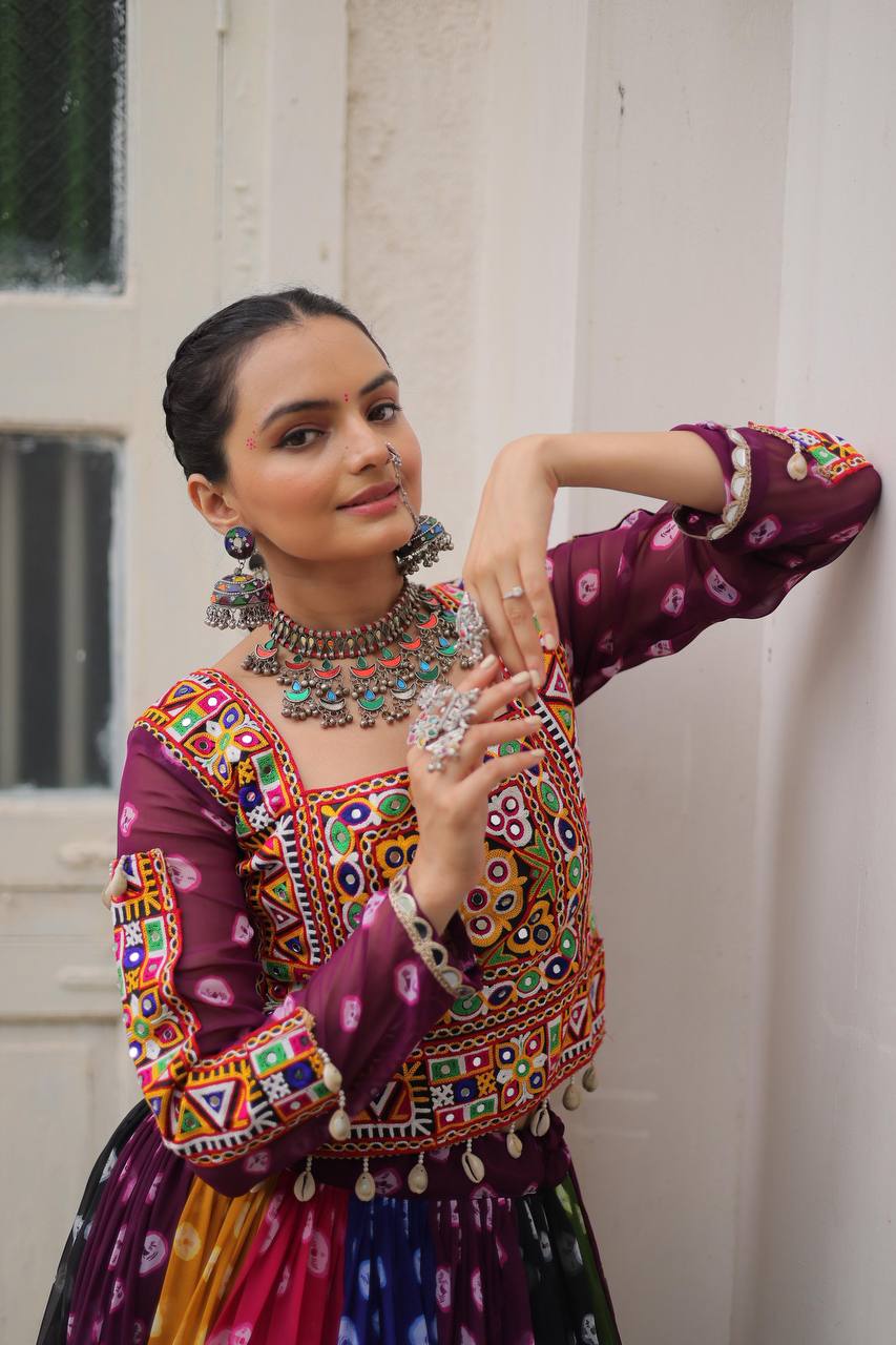 Raangreeza Multicolor Bandhani Lehenga Choli