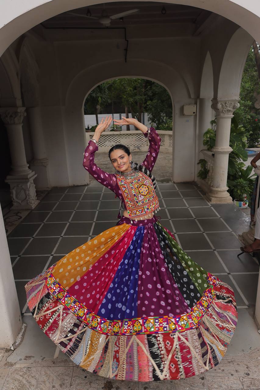 Raangreeza Multicolor Bandhani Lehenga Choli
