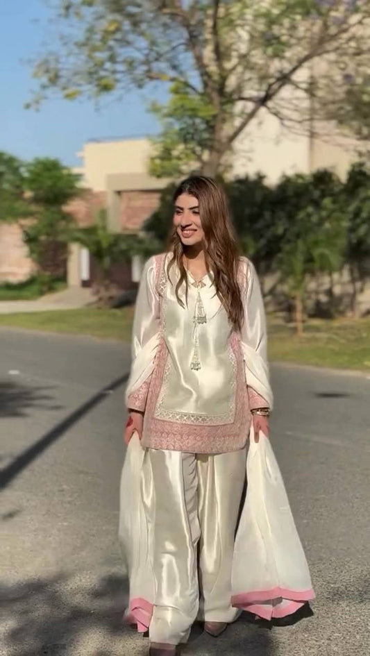 Dilkash Diva : Modern Sharara Set in Pastel Perfection