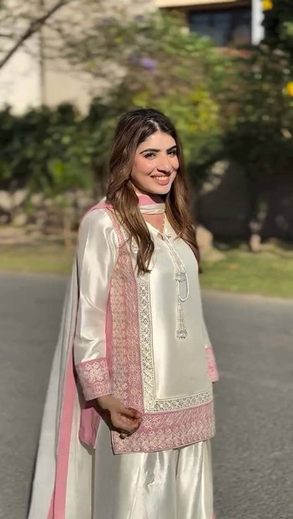 Dilkash Diva : Modern Sharara Set in Pastel Perfection