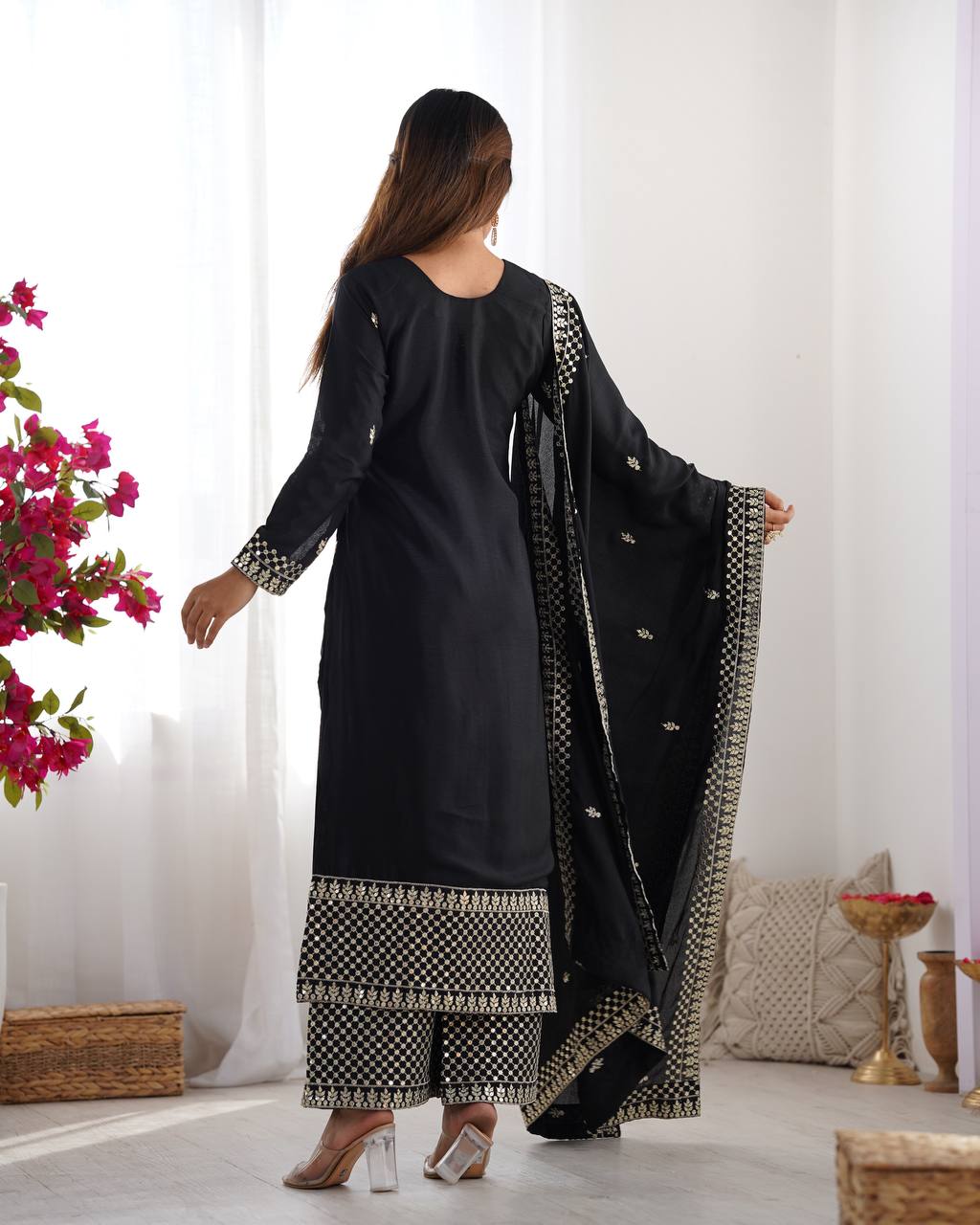 Vritika Beautiful Pure Chinon Silk Fabric Kurta Set
