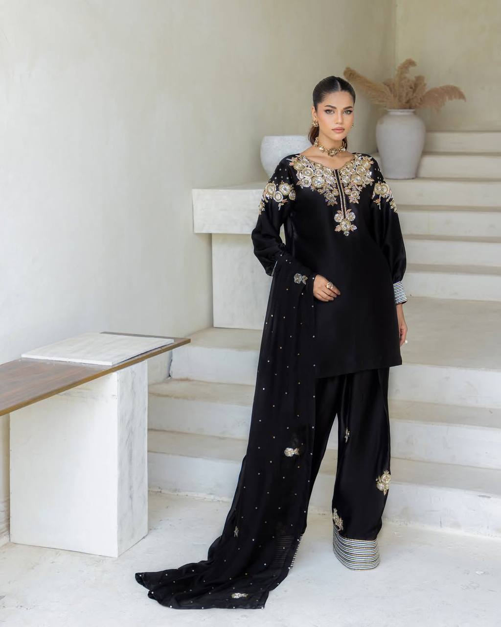 Aayat’s Royal Noir Look Black Palazzo Set