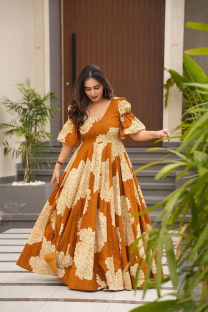 Rheya Puff Sleeves Long Dress Suit Statem