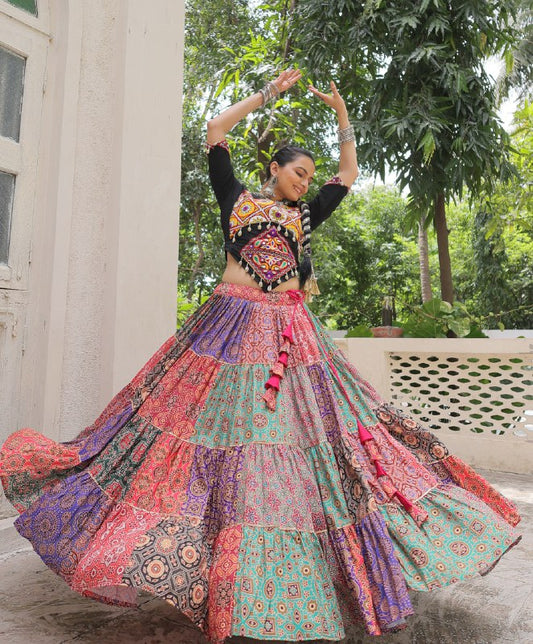 RangTarang Multicolor Cotton Mirror Work Chaniya Choli Set