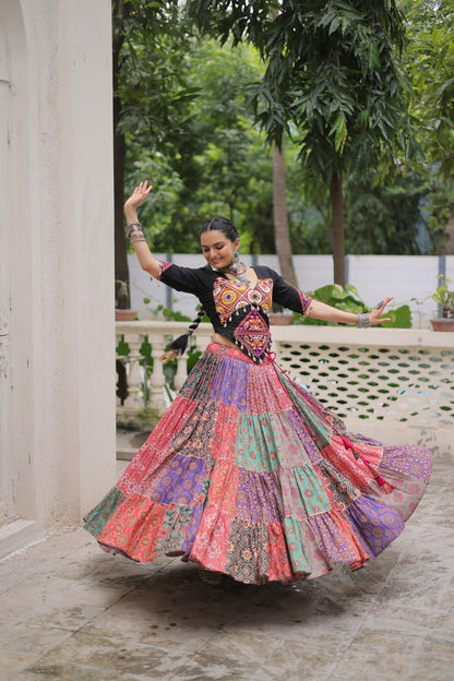 RangTarang Multicolor Cotton Mirror Work Chaniya Choli Set