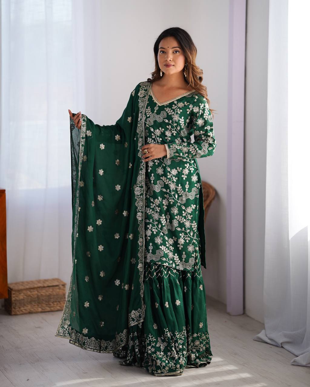 Riyana Grace Chinon Silk Sharara Suit Set
